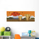 Elephant Safari Sunrise Wall Decal Panoramic Wall Decal