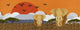 Elephant Safari Sunrise Wall Decal Panoramic Wall Decal