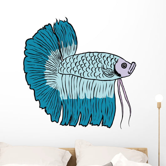 Betta Fish or Siamese Fighting Fish Isolated on White Background Wall Decal