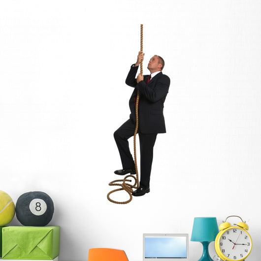 Businessman climbing rope Wall Decal