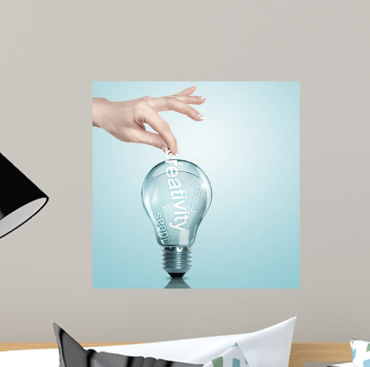 word Information inside a light bulb Wall Mural