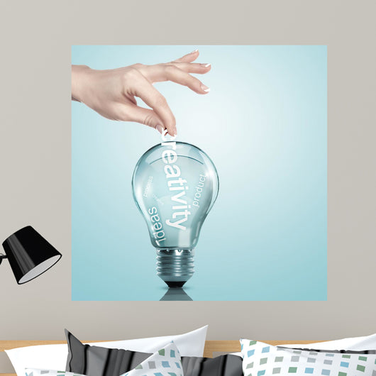 word Information inside a light bulb Wall Mural