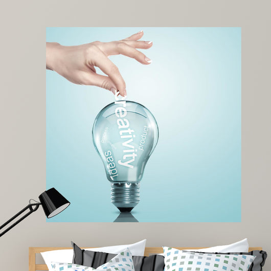 word Information inside a light bulb Wall Mural