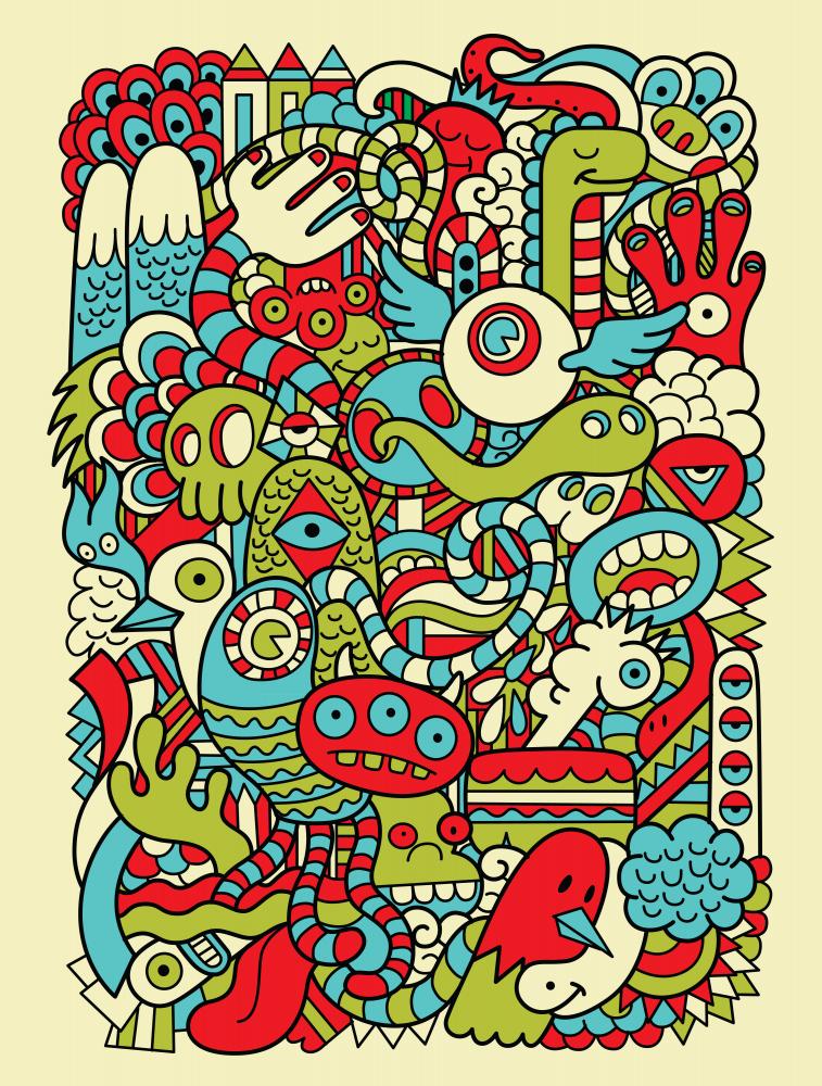 –　Wallmonkeys　Monster　Doodle　Hipster　Collage