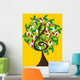 musical treble tree and cherry notes Wall Mural