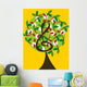 musical treble tree and cherry notes Wall Mural