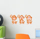 3 Wise Monkey Pose Wall Decal