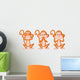 3 Wise Monkey Pose Wall Decal