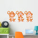 3 Wise Monkey Pose Wall Decal