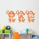 3 Wise Monkey Pose Wall Decal