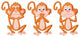 3 Wise Monkey Pose Wall Decal