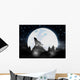 Howling Wolf Darkness Forest Wall Mural