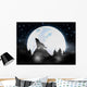 Howling Wolf Darkness Forest Wall Mural