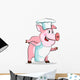 Pig Cook - Chef Holds, Isolated on White Background. Wall Decal