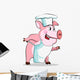 Pig Cook - Chef Holds, Isolated on White Background. Wall Decal