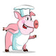 Pig Cook - Chef Holds, Isolated on White Background. Wall Decal