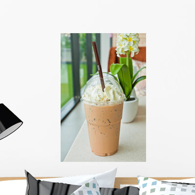 Iced Coffee Cafe shown on a wall