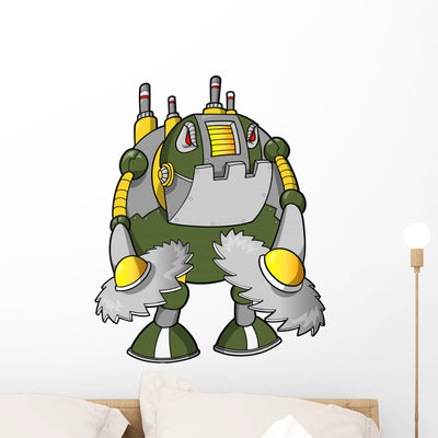 Massive Warrior Robot Cyborg Wall Mural shown on a wall