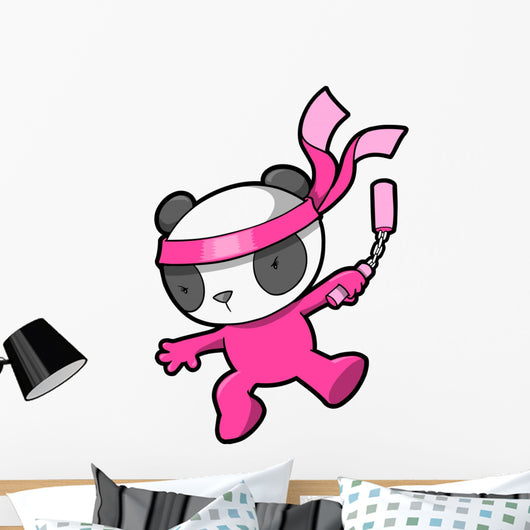 Cute Pink Panda Bear Ninja Vector Wall Mural