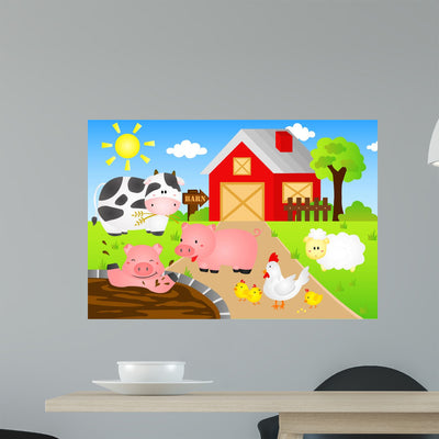 Barn Animals shown on a wall
