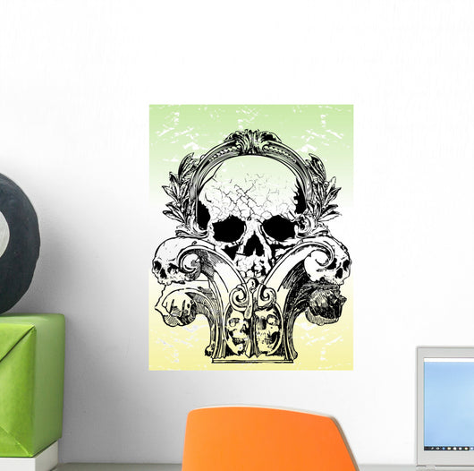 Gothic  skulls illustration Wall Mural