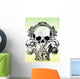 Gothic  skulls illustration Wall Mural