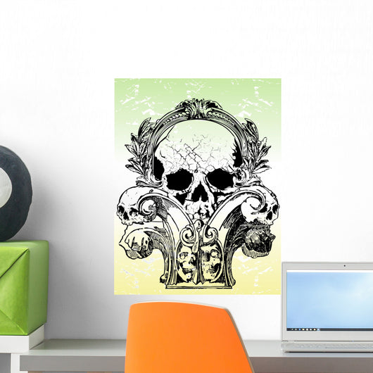 Gothic  skulls illustration Wall Mural