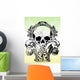 Gothic  skulls illustration Wall Mural