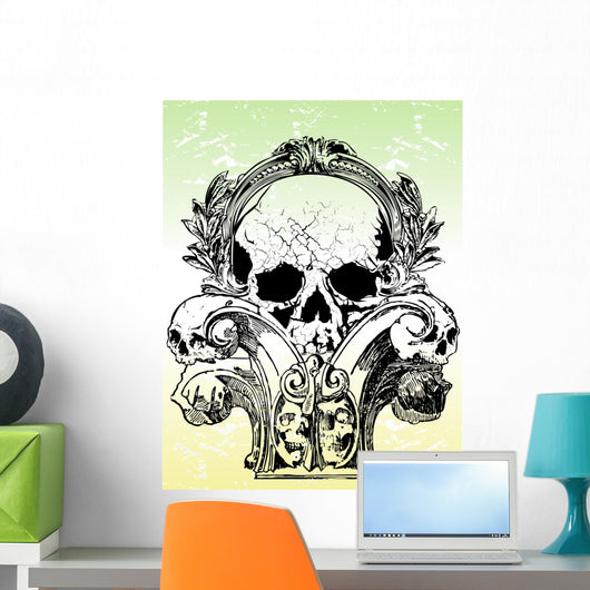 Gothic  skulls illustration Wall Mural