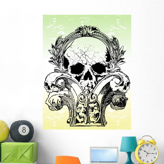 Gothic  skulls illustration Wall Mural