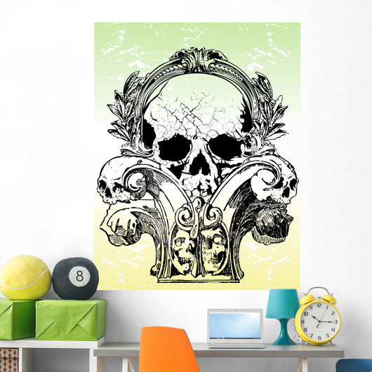 Gothic  skulls illustration Wall Mural