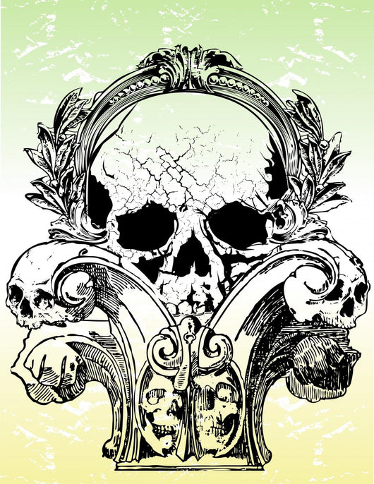 Gothic  skulls illustration Wall Mural