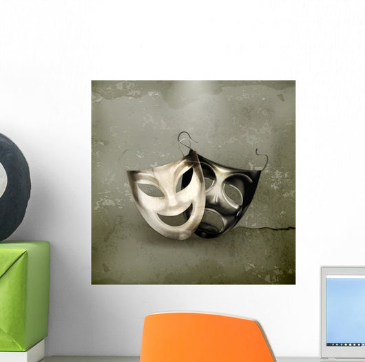 Theater masks, old-style Wall Mural
