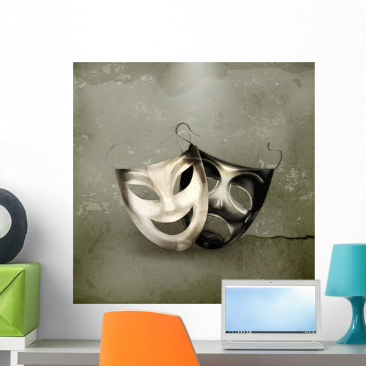 Theater masks, old-style Wall Mural