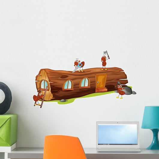 Ants and a wood house Wall Decal