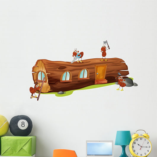 Ants and a wood house Wall Decal