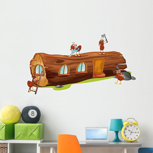 Ants and a wood house Wall Decal