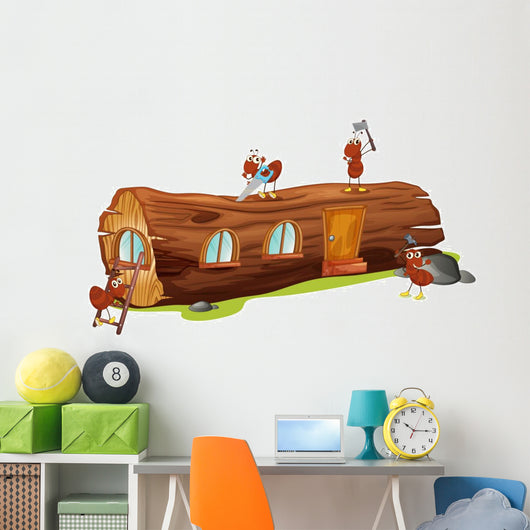 Ants and a wood house Wall Decal