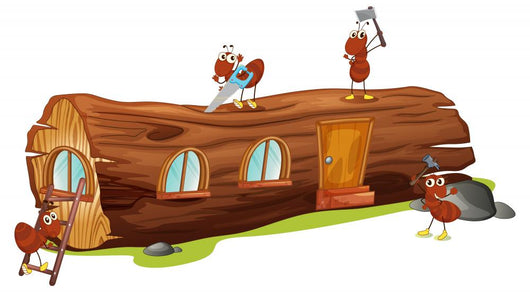Ants and a wood house Wall Decal
