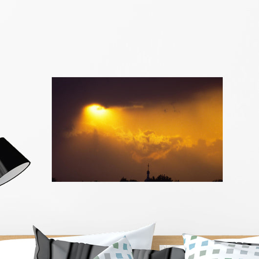 Sun Appearing over a Church Wall Mural