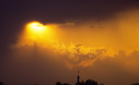 Sun Appearing over a Church Wall Mural