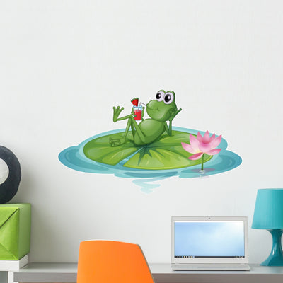 Frog Relaxing Leaf shown on a wall
