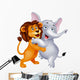 Lion and Elephant Embracing