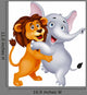 Lion and Elephant Embracing