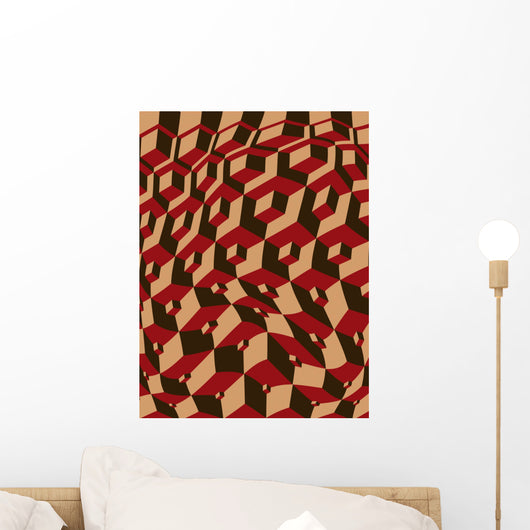 escher inspired warped stacking cubes art Wall Mural