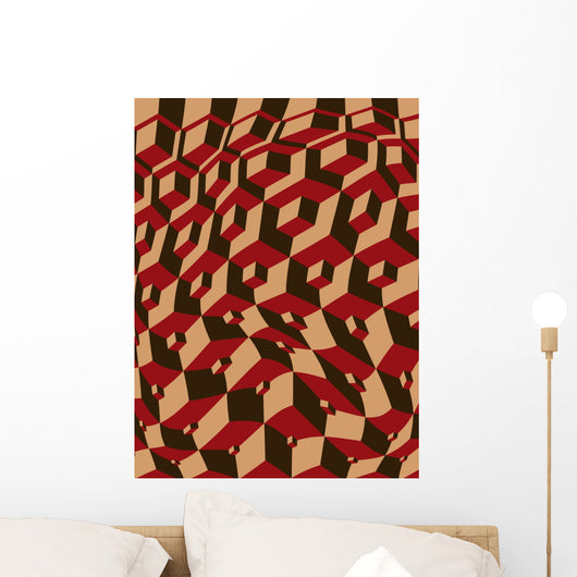 escher inspired warped stacking cubes art Wall Mural