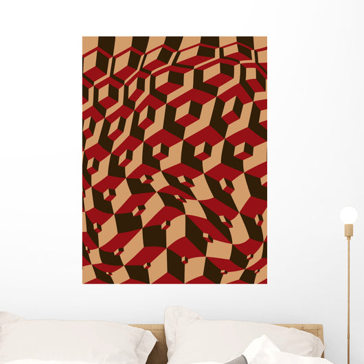 escher inspired warped stacking cubes art Wall Mural