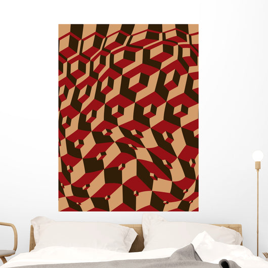 escher inspired warped stacking cubes art Wall Mural