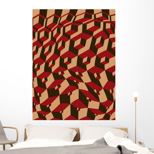 escher inspired warped stacking cubes art Wall Mural
