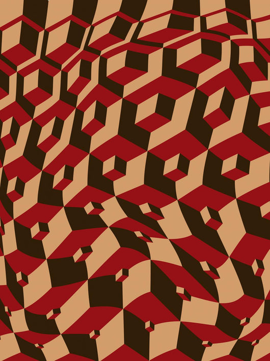 escher inspired warped stacking cubes art Wall Mural
